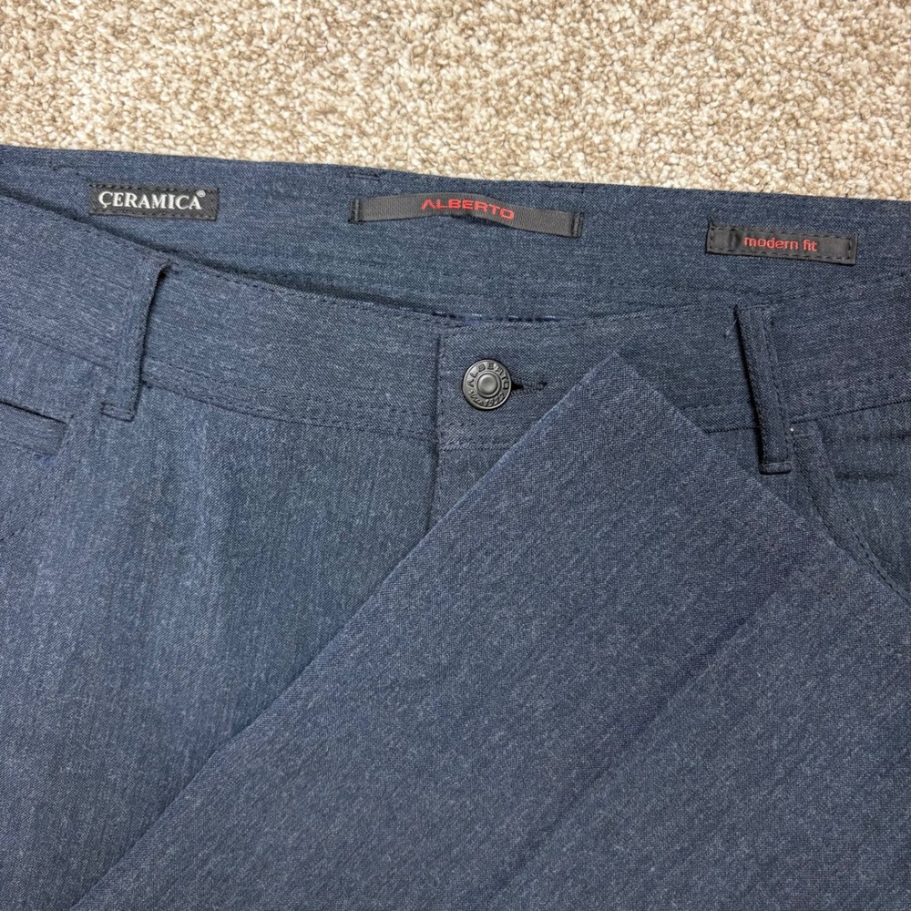Alberto Stone Ceramica Pants Men's 36x28.5 Charcoal Blue Stretch Modern Fit
